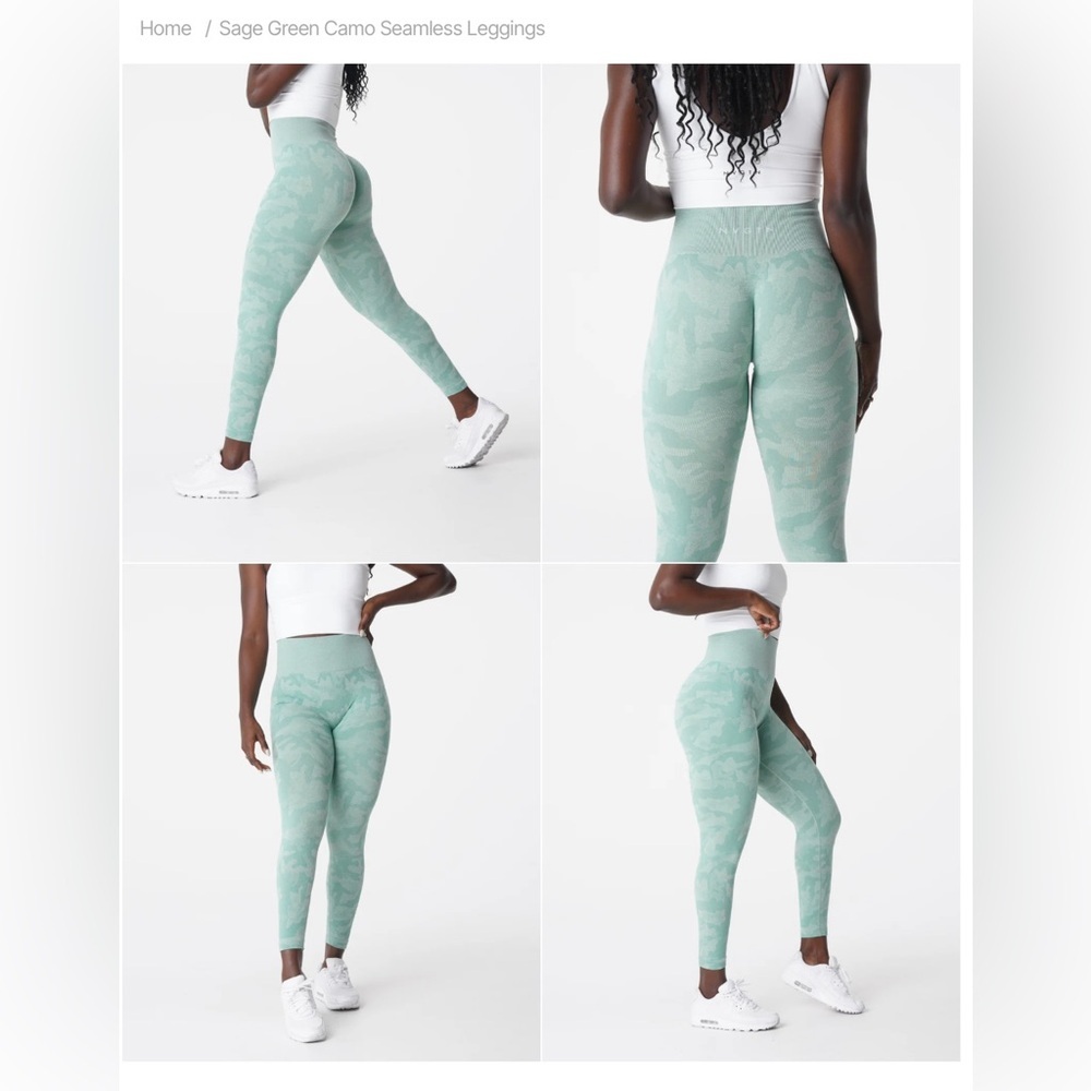 NVGTN Sage Green Camo High Waisted Leggings - Picture 2 of 5